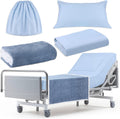 Blue Hospital Bed Sheet Set 4 Pcs - Standard Fit & Warm Blanket