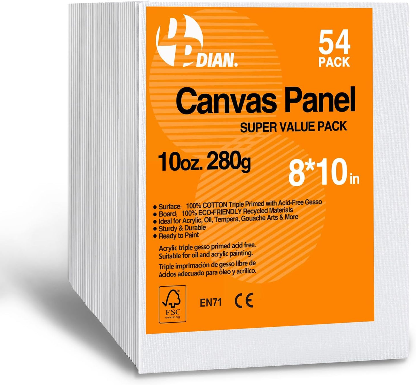 Canvas Boards for Painting 8x10 Inch - 54-Pack Bulk Value Set