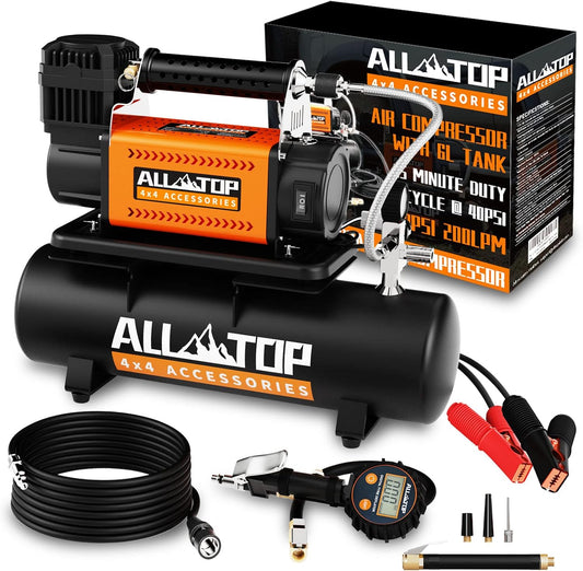 ALL-TOP 6L Tank Portable Air Compressor - Heavy Duty Offroad Inflator