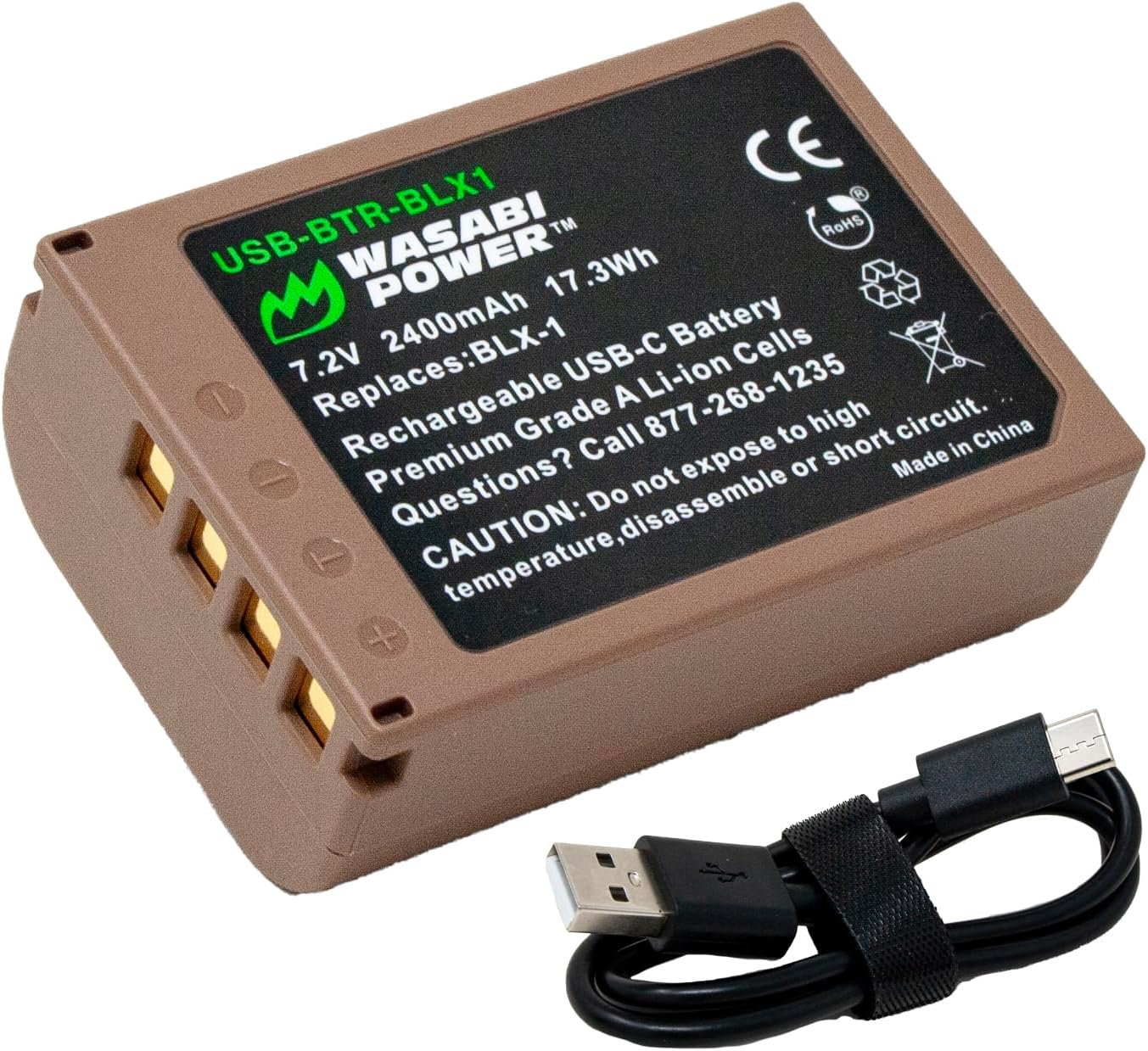 Wasabi Power USB Battery for Olympus BLX-1 and OM System Cameras