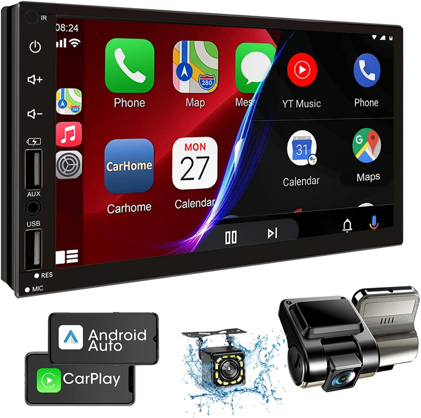 Leadfan Double Din Car Stereo with Carplay & Android Auto