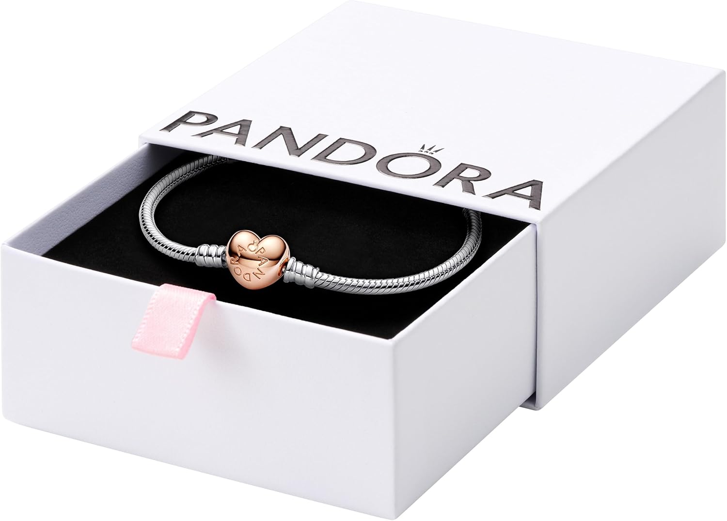 PANDORA Moments Heart Clasp Snake Chain Bracelet for Her Gift