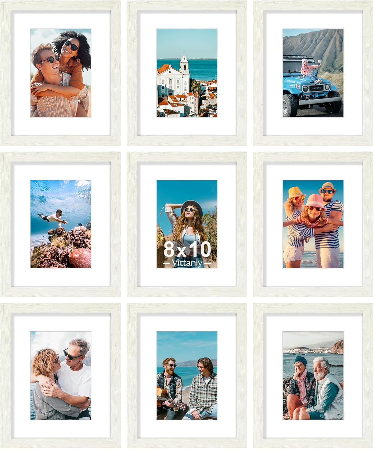 Vittanly 8x10 Picture Frames Set of 9 for Wall or Tabletop