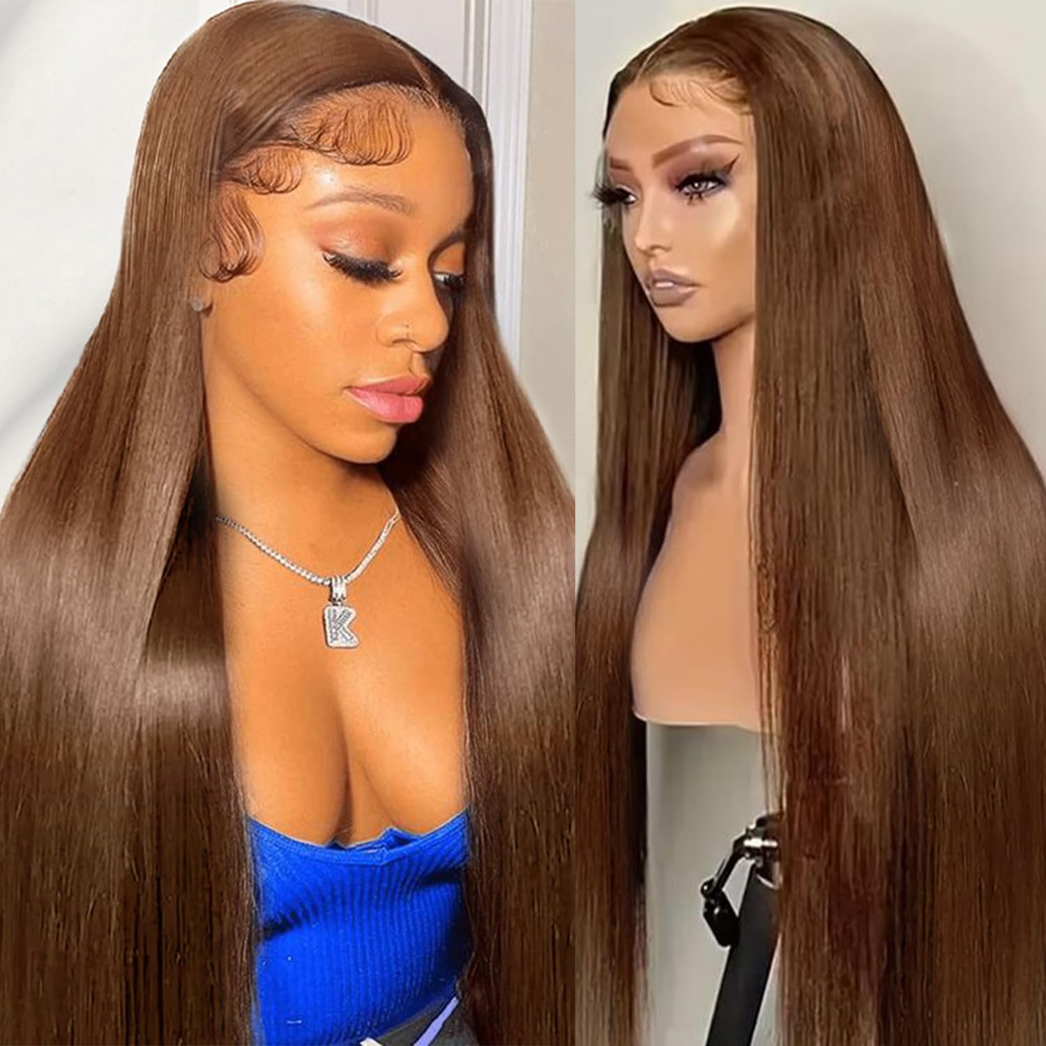 Cypha Chocolate Brown Lace Front Wigs for Women 22in 180% Density
