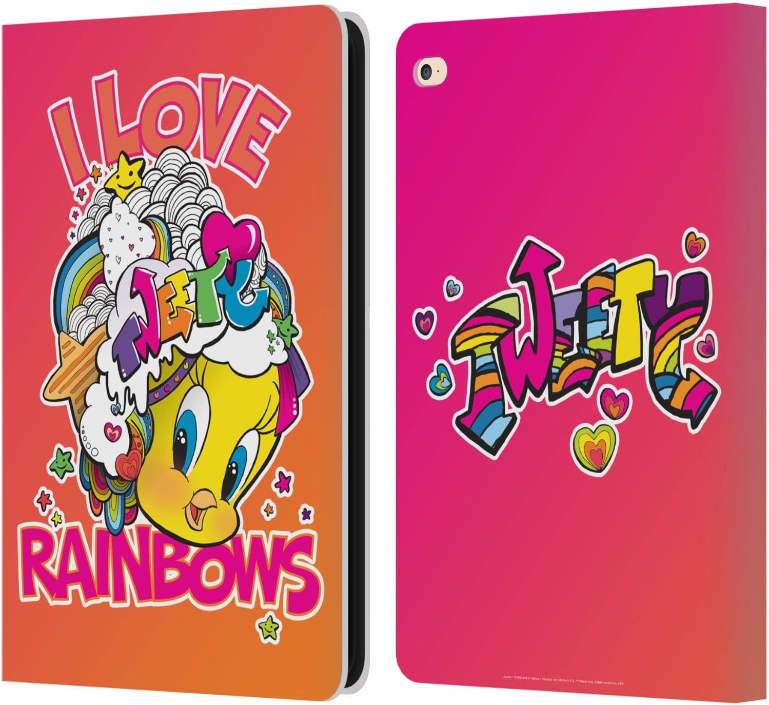 Looney Tunes Rainbow Patterns Leather Wallet Case for iPad Air 2