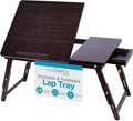 Bamboo Lap Tray with Adjustable Tilt Surface - Portable Wooden Desk