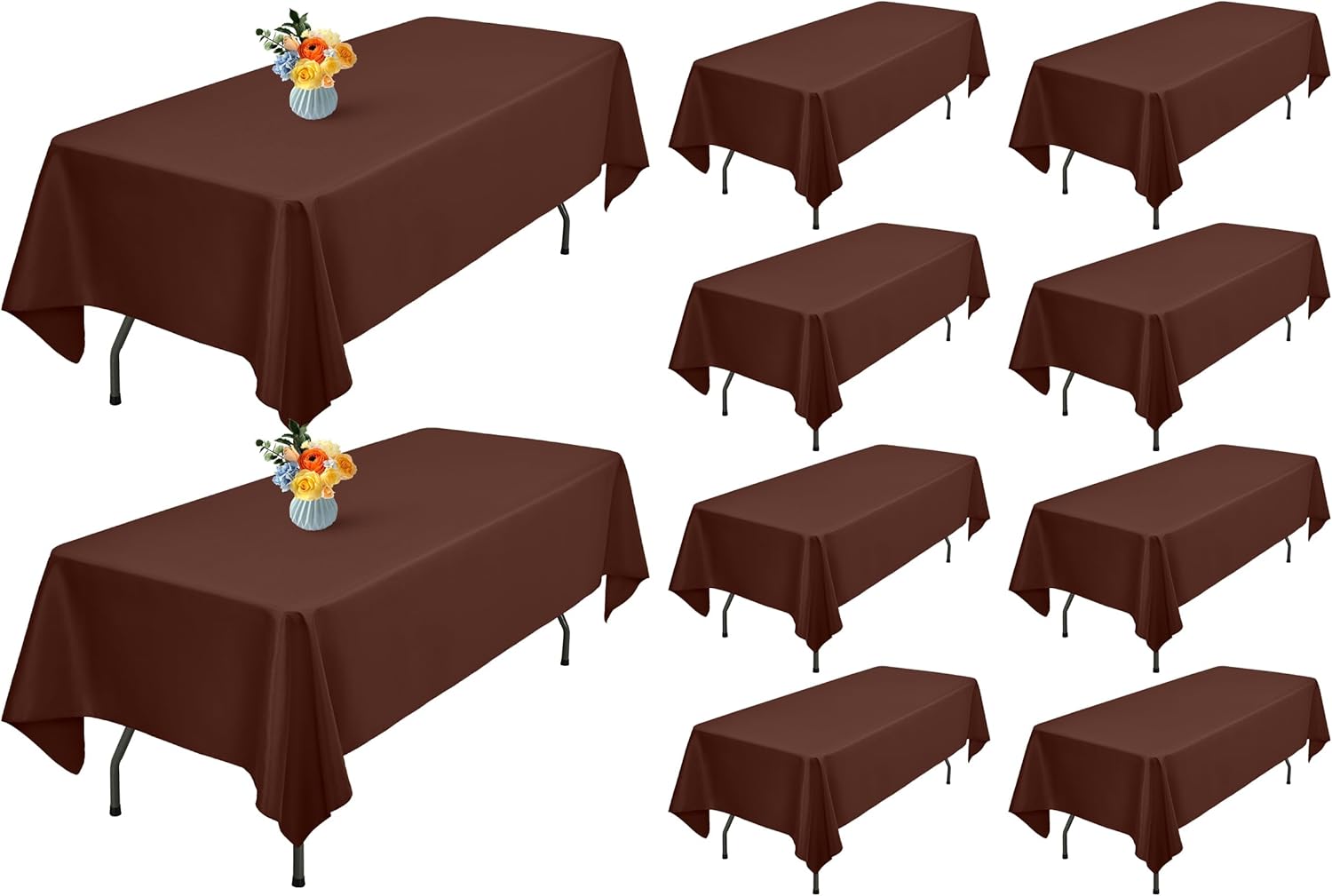 Showgeous 10 Pack Brown Tablecloths for 6 Foot Tables