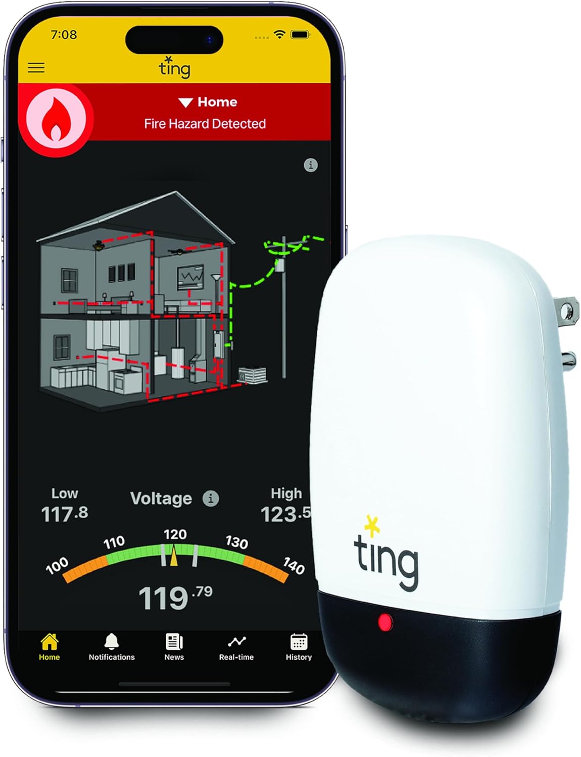 Electrical Fire Prevention Sensor with 1 Year Service Included