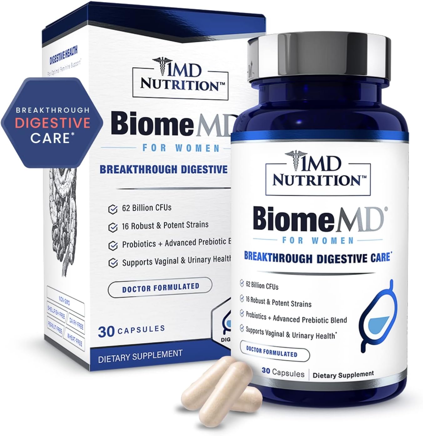 BiomeMD Probiotics for Women - Daily Digestive Support Capsules