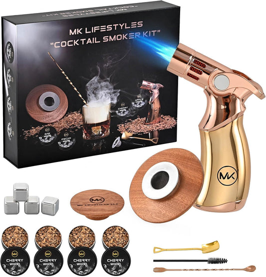 Flame & Flavor Smoker Set | Torch & Wood Chips | Bartender Gift