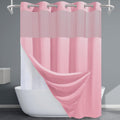 Pink Shower Curtain with Liner - Heavy Duty 230GSM Waffle Texture