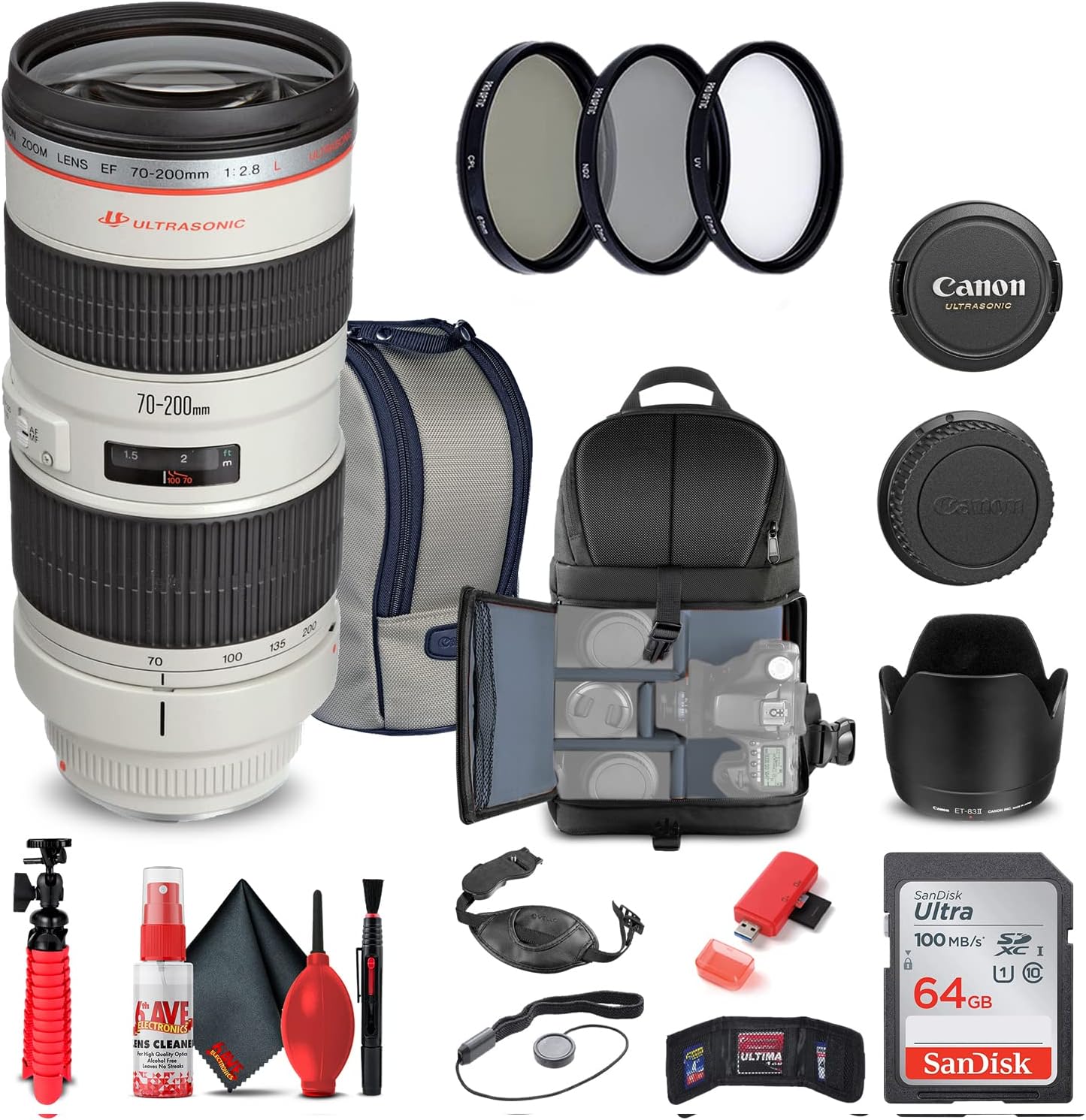 Canon EF 70-200mm f/2.8L USM Lens Bundle with Essential Accessories