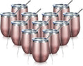 COMOOO Rose Gold 12oz Stainless Steel Wine Tumbler Pack - Insulated