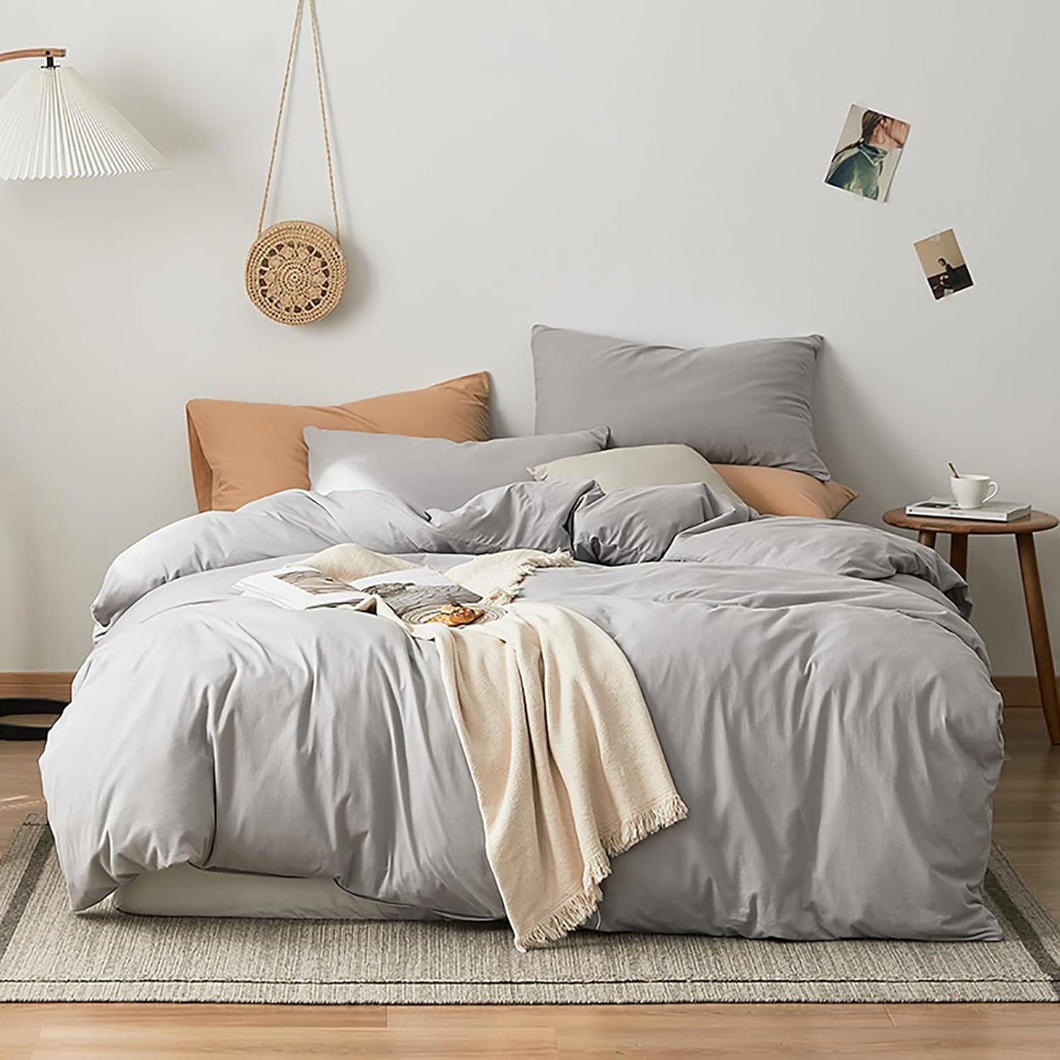 Luxlovery Silver Grey Comforter Set for California King Beds