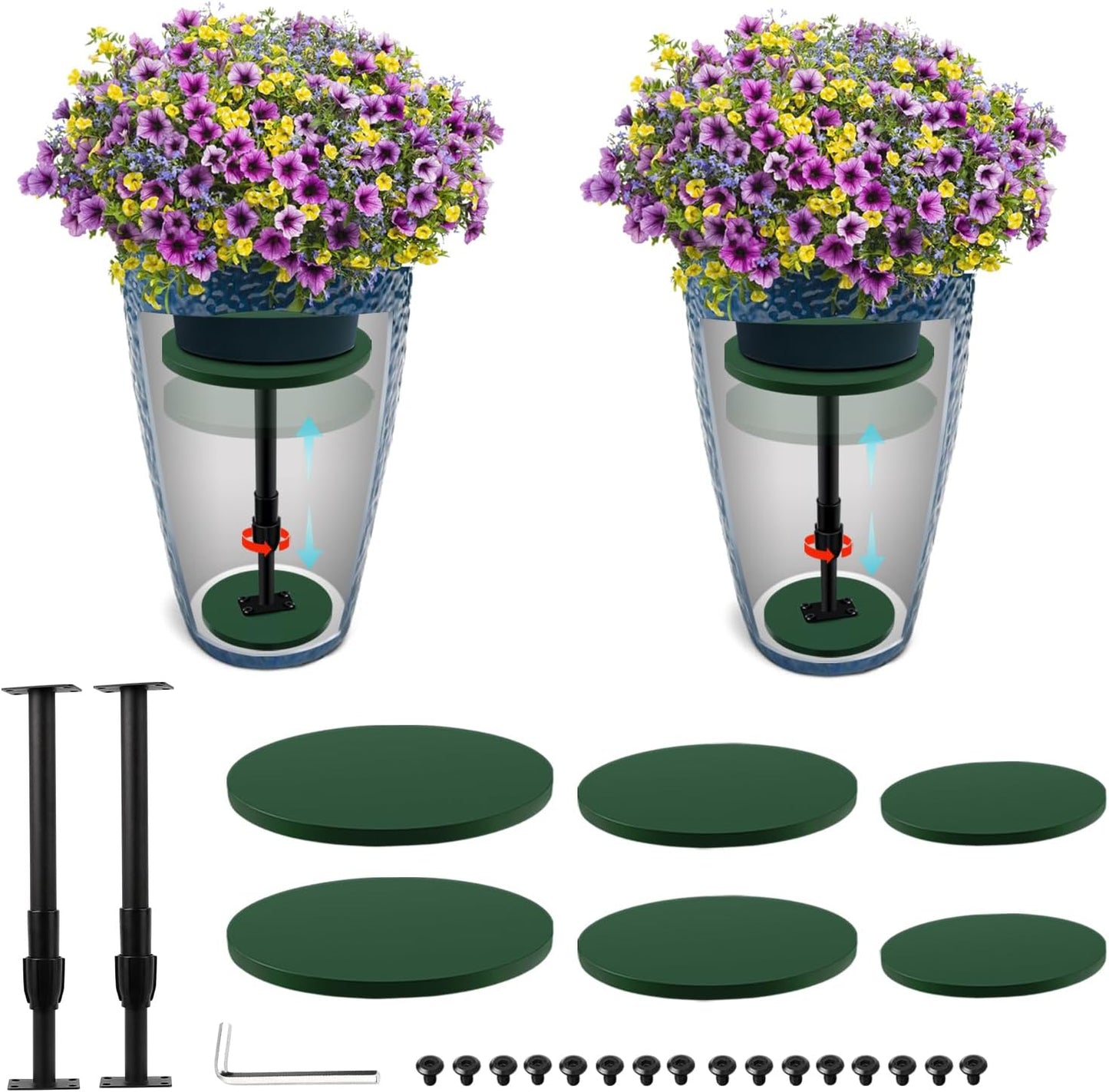 Adjustable Height Plant Risers for Inside Pots - 2 Pack