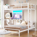 Twin Over Twin Bunk Bed with Desk and Charging Station - Space Saving