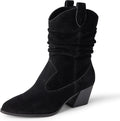Women's Mid Calf Western Boots with Padded Memory Foam - Stylish