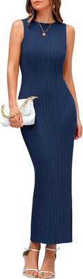 PRETTYGARDEN Ribbed Knit Maxi Dress - Comfortable Summer Bodycon