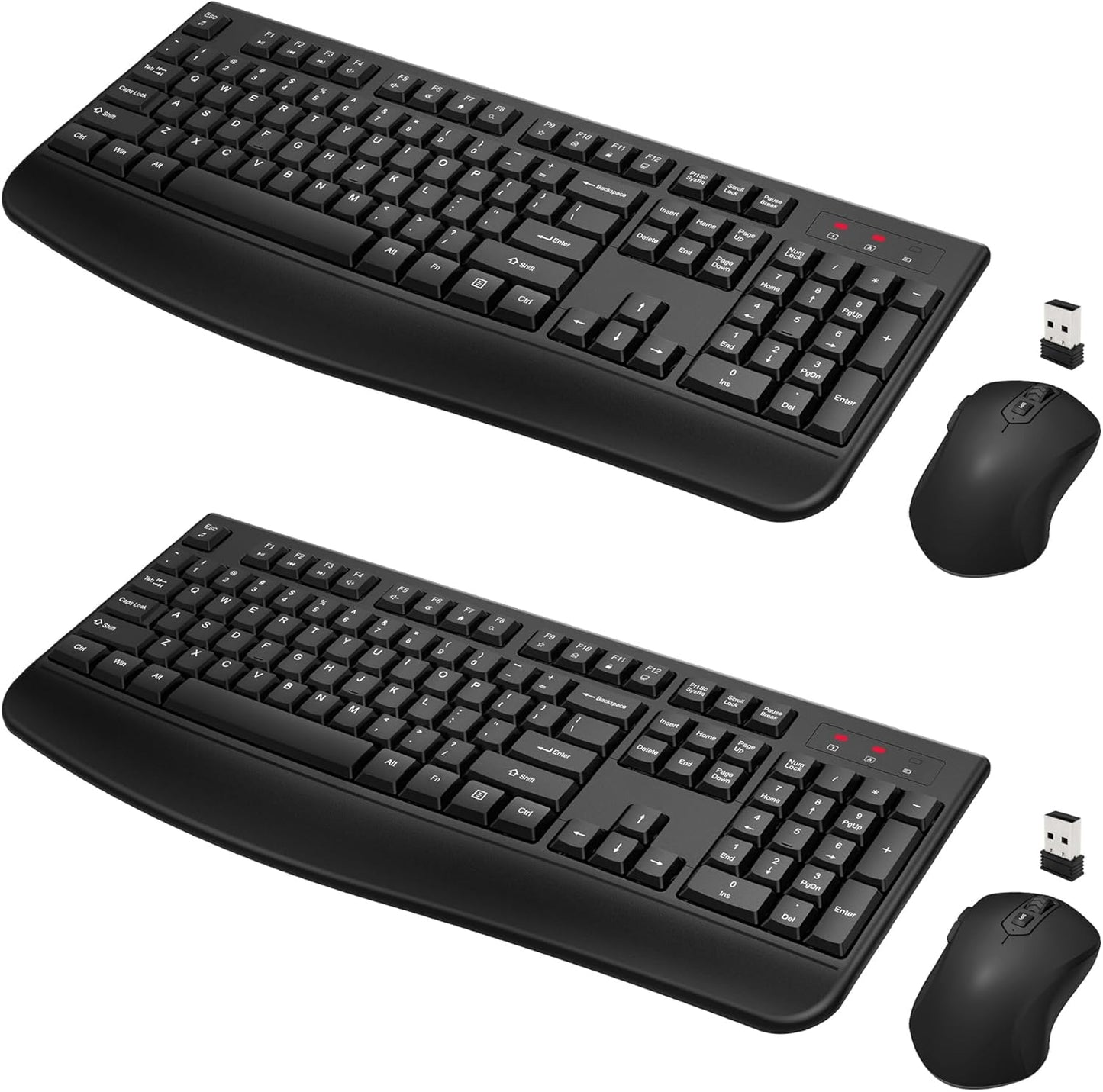 Wireless Keyboard and Mouse Combo with Comfortable Palm Rest
