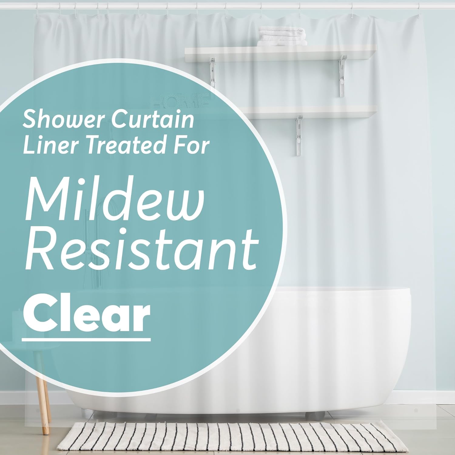 Odor-Free Clear PEVA Shower Curtain