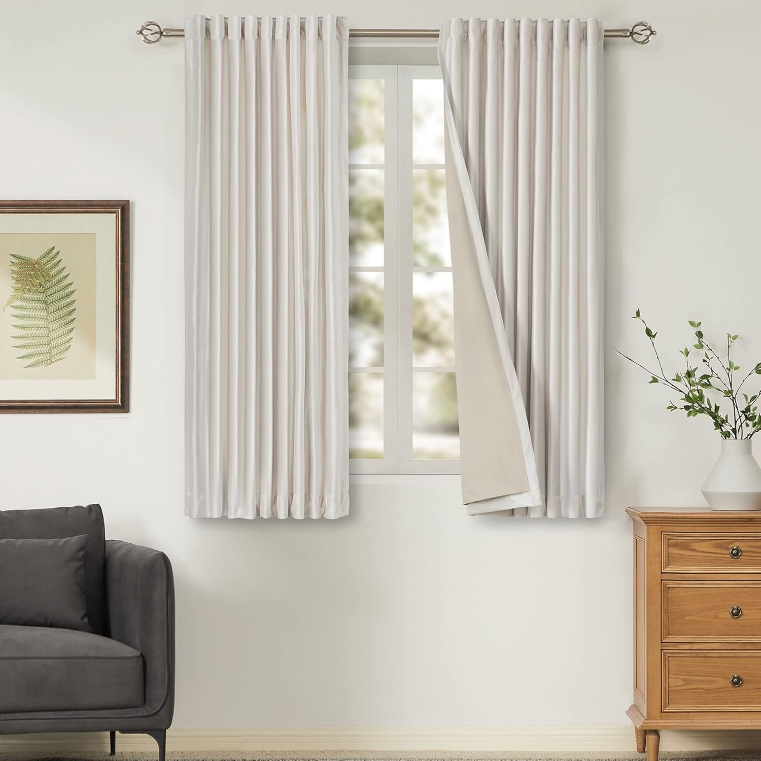 100% Blackout Velvet Curtains 63 inch Long for Living Room