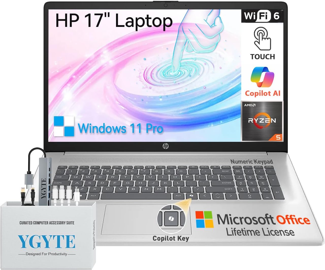 HP 17 Inch Touchscreen Laptop with AMD Ryzen 5 and 64GB RAM