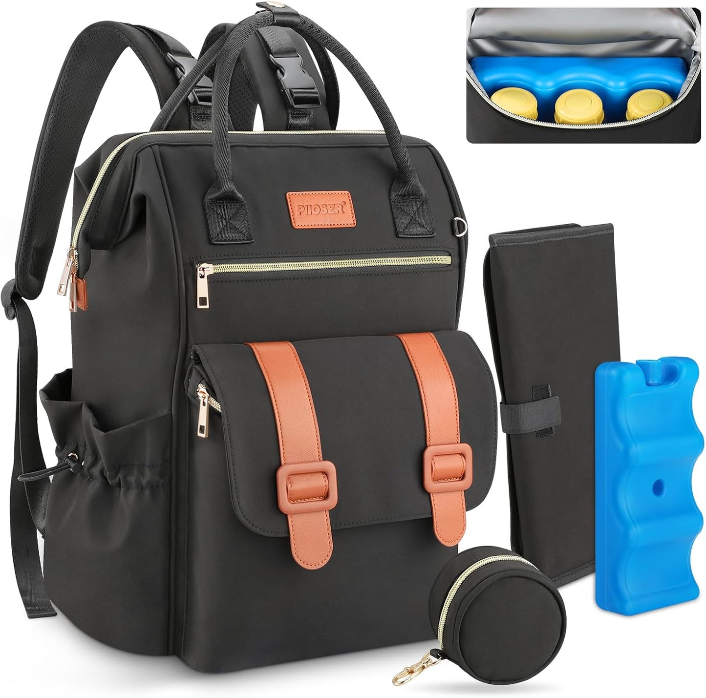 PIIOSER Diaper Bag Tote with Ice Pack for Moms and Dads