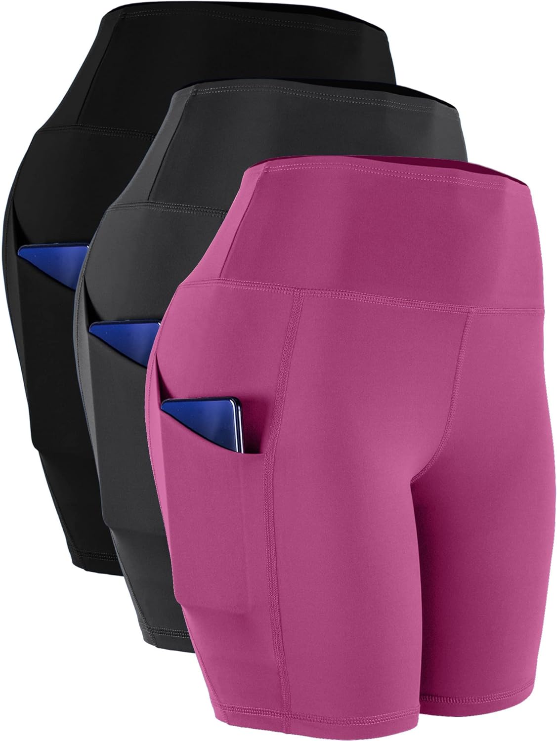 CADMUS Women's High Waist Spandex Yoga Shorts with Pockets