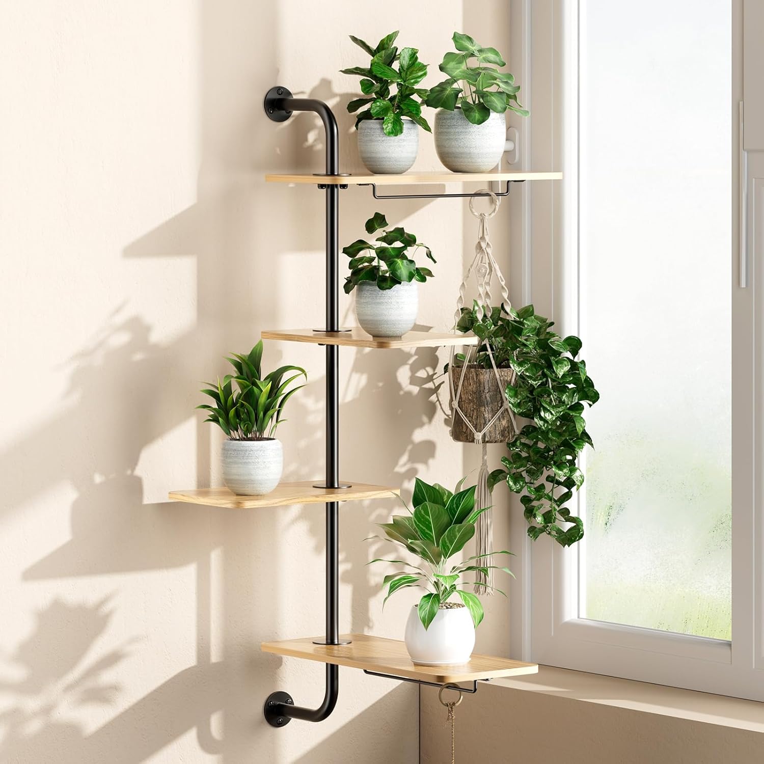 DELLAN Rotating Window Plant Shelves for Indoor Gardening