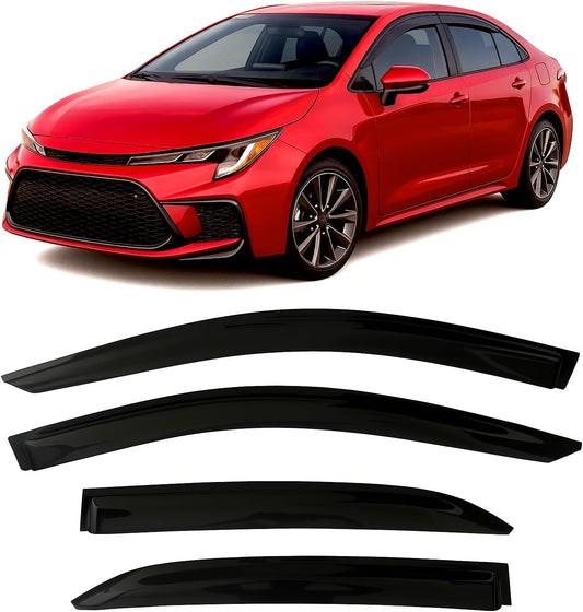 Tape-On Side Window Visor Deflectors for Toyota Corolla Sedan