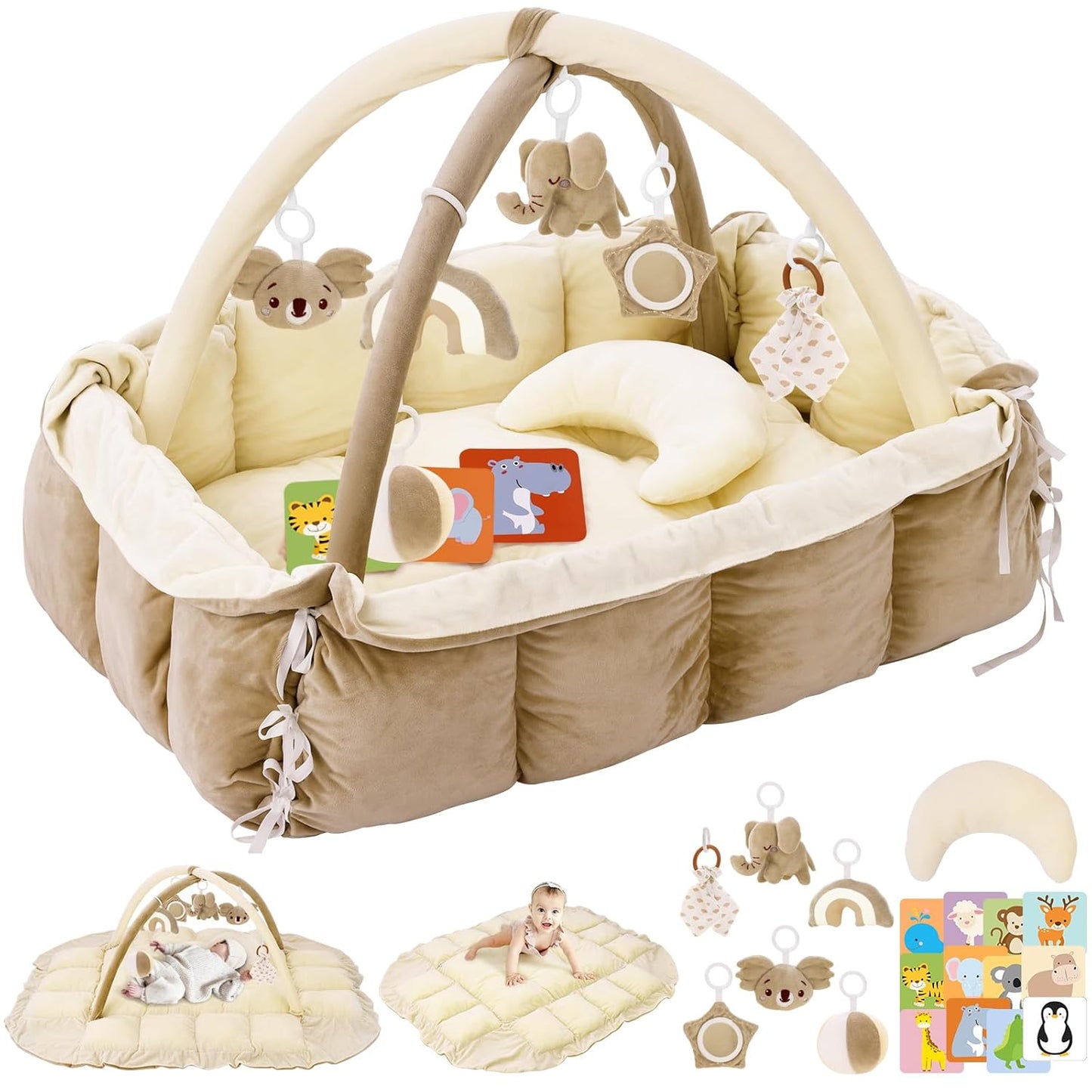 5-in-1 Plush Baby Play Gym for Developmental Fun and Safety