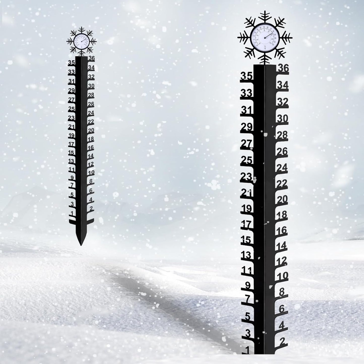 36 Inch Snow Gauge Outdoor with Thermometer for Yard Use