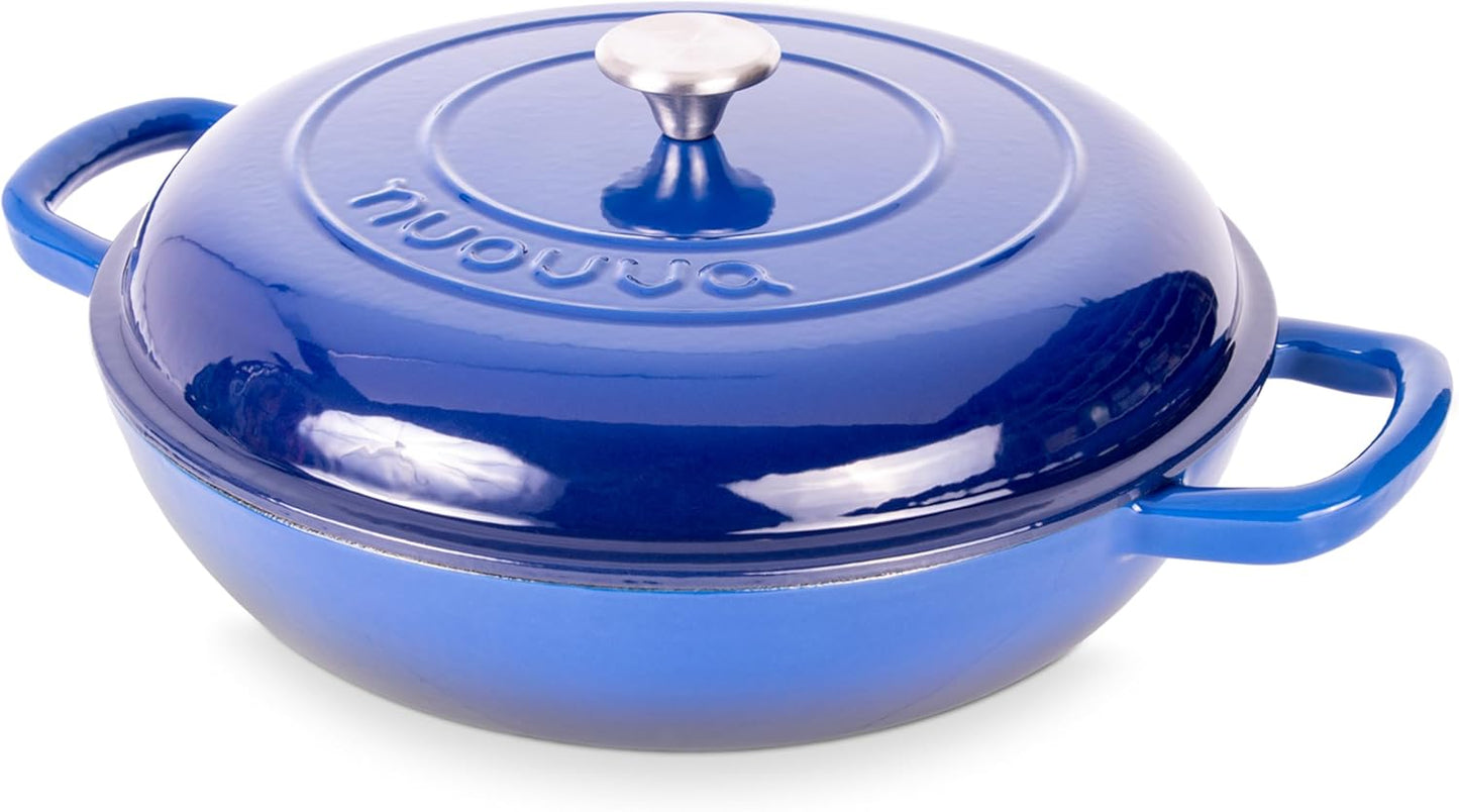 Shallow Cast Iron Casserole with Lid for Perfect Cooking