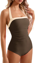 Women Sexy Tummy Control One Piece Swimsuit Halter Retro - Flattering