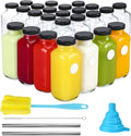 CUCUMI 24pcs 16oz Glass Juice Bottles with Lids - Reusable Set