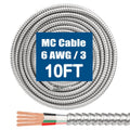6/3 MC Cable with Ground 10FT Pure Copper 6AWG/3 Metal Clad Cable