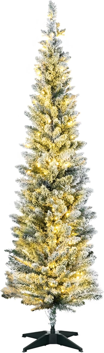 HOMCOM 6ft Tall Pre-Lit Slim Noble Fir Christmas Tree Review