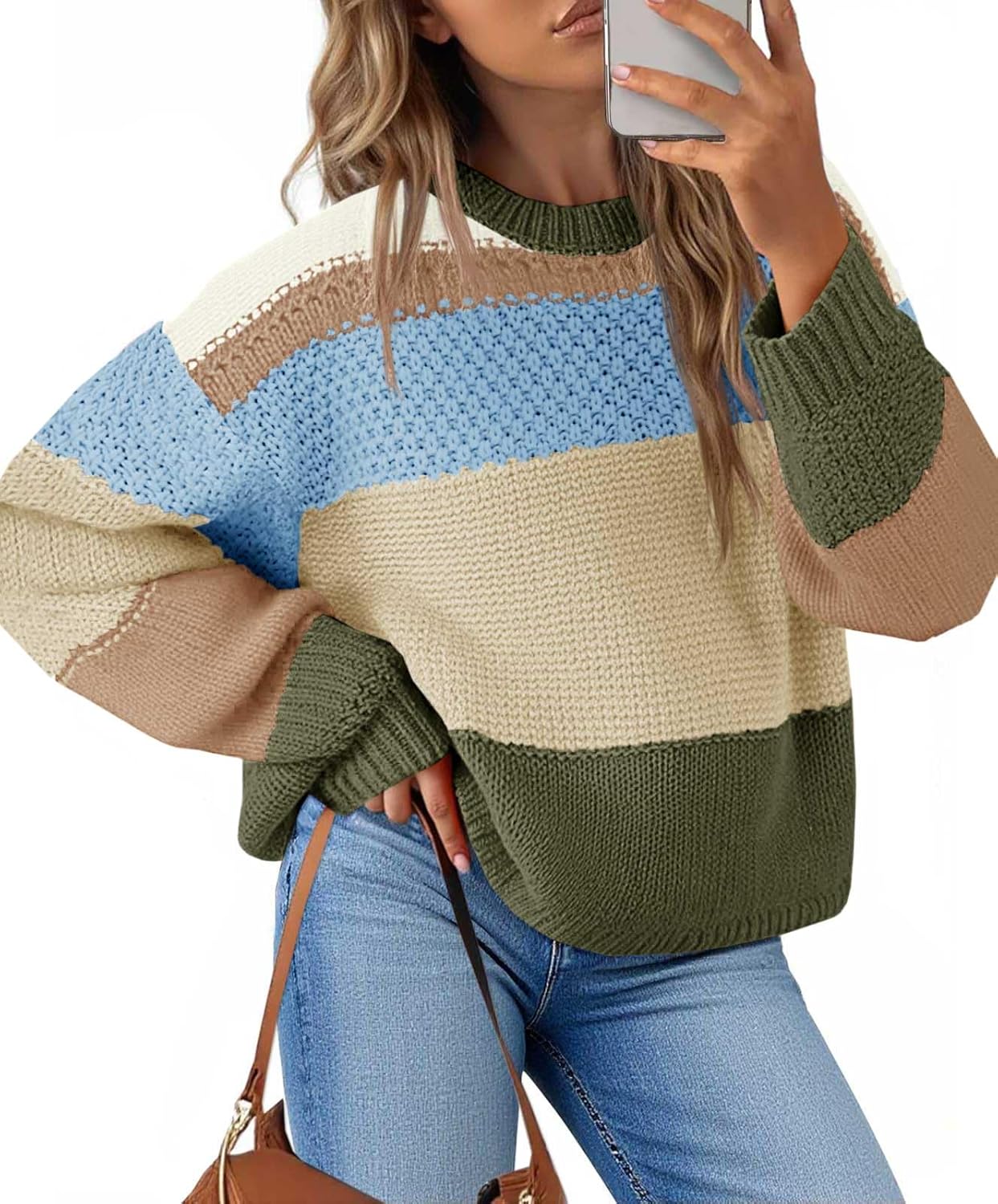 Trendy Color Block Cropped Sweater for Women in 2025 Fashion