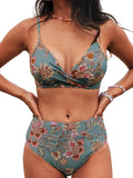 CUPSHE Women's High Waisted Twist Front Bikini Set - Flattering Fit XL