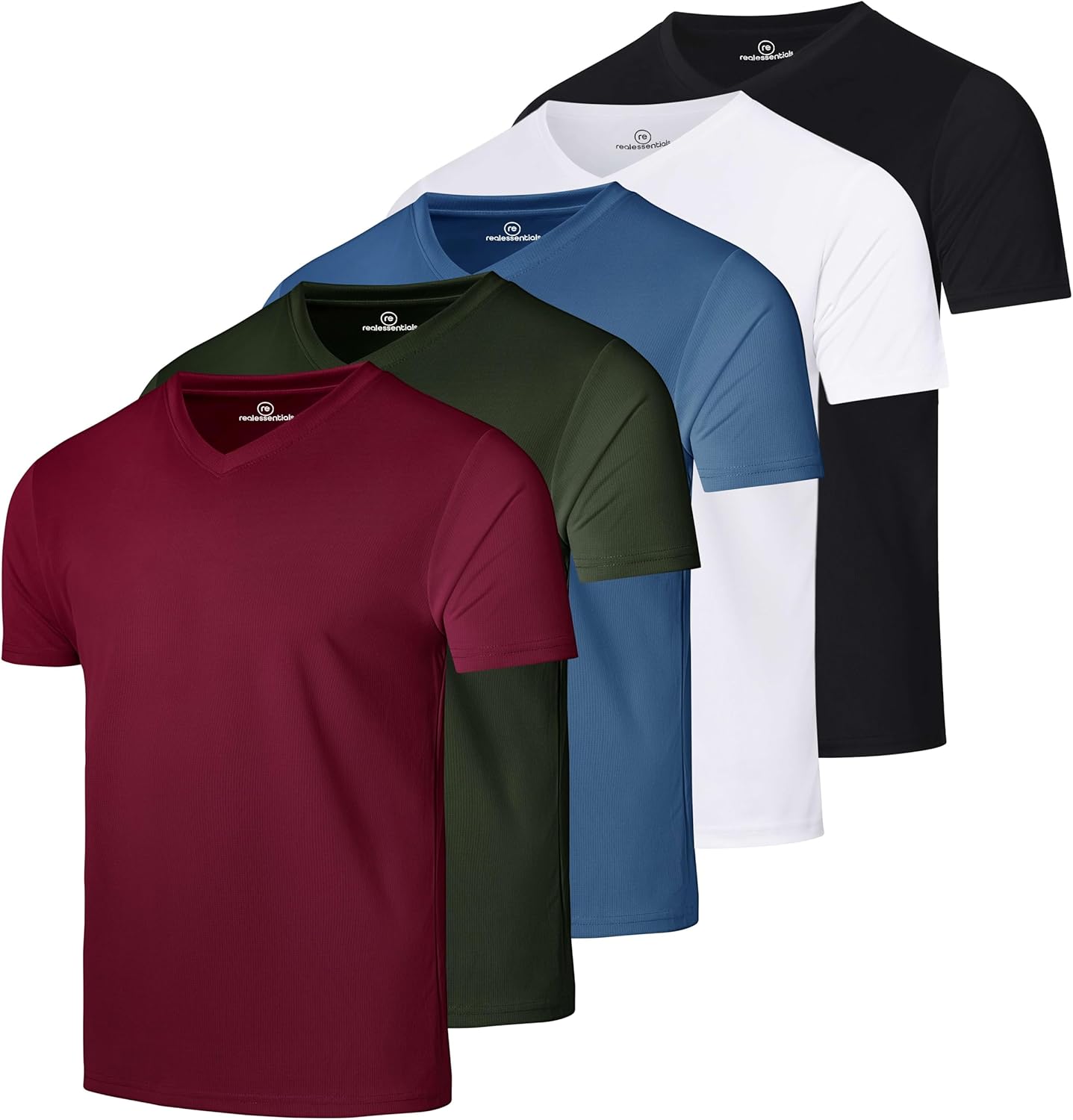 Men's Mesh Quick Dry V-Neck T-Shirt 5 Pack for Performance