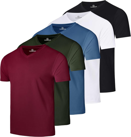 Men's Mesh Quick Dry V-Neck T-Shirt 5 Pack for Performance