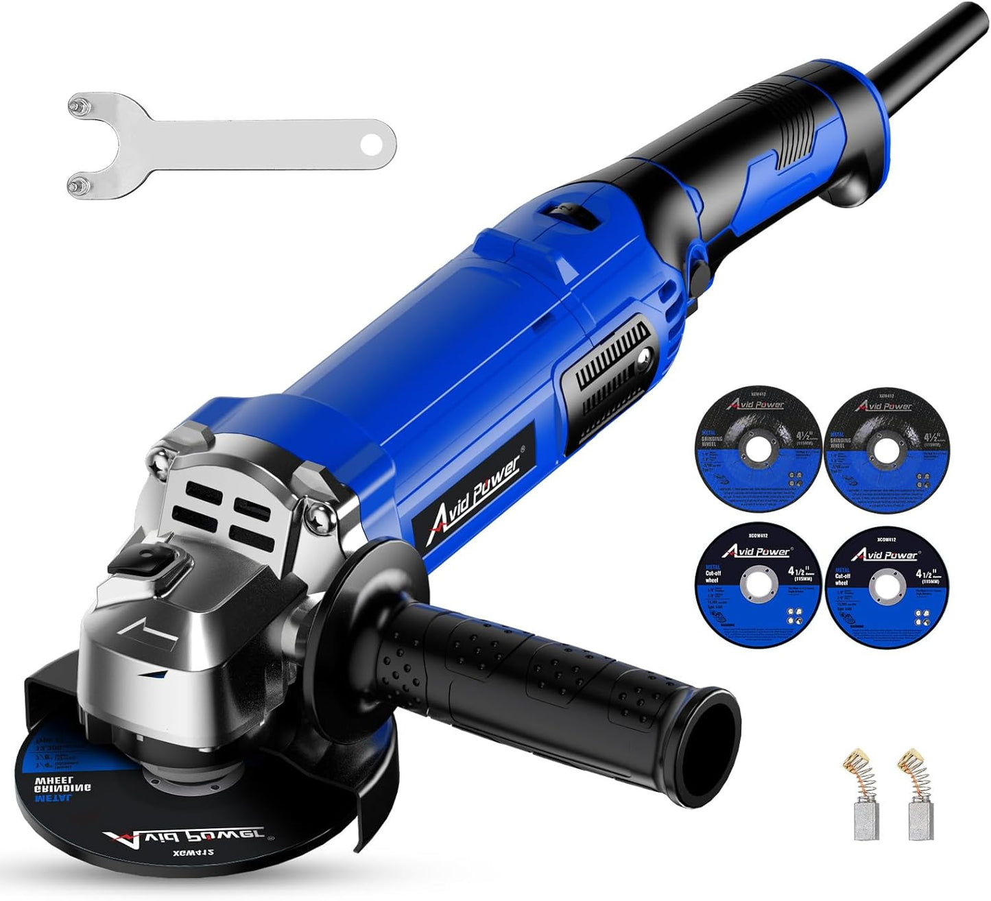 Powerful 4-1/2 Inch Angle Grinder with 7 Variable Speeds