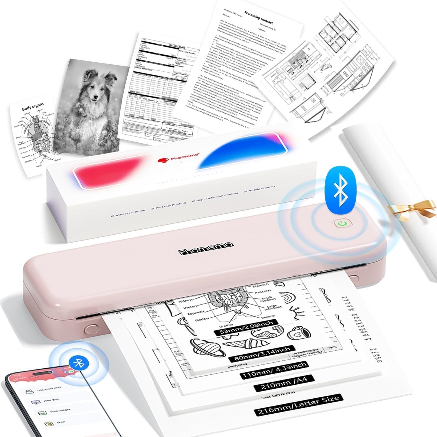 Phomemo M834 Pink Wireless Printer
