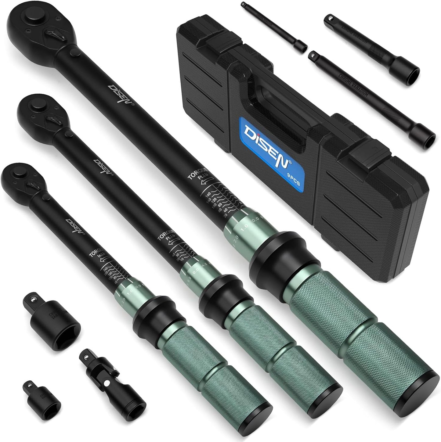 DISEN 9PCS Click Torque Wrench Set for Precision Repairs