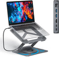 Adjustable Laptop Stand with 360 Rotating Base & USB Dock - Ergonomic