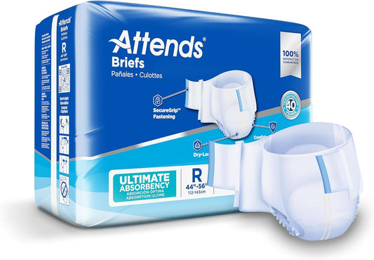 Attends Ultimate Absorbency Briefs - Secure Tab Closure, Breathable - 80ct