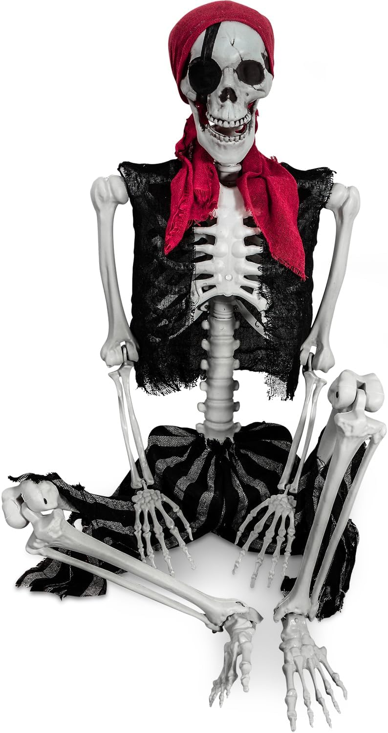 5.4ft Halloween Life Size Pirate Skeleton for Scary Decor