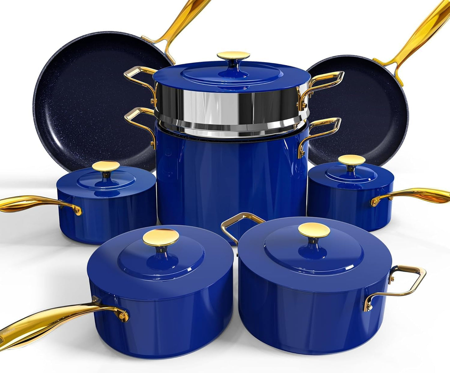 Nuwave Lux LE 13-Pc Cookware Set with Elegant Gold Handles