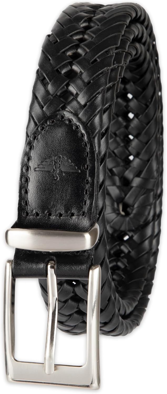Dockers Mens Leather Braided Fully Adjustable Belt for Style
