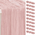 Blush Pink Cheesecloth Table Runner 35x120 in - Soft Rustic Decor